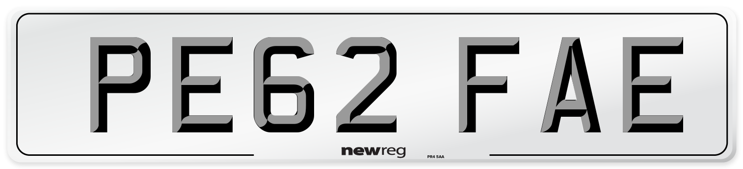 PE62 FAE Number Plate from New Reg